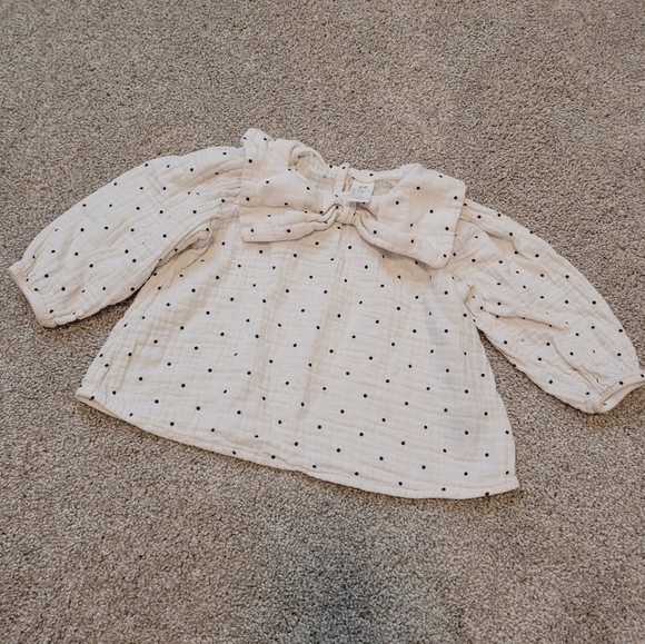 H&M Peterpan Collar Polkadot Cotton Blouse Size 9-12 Months - Picture 2 of 6